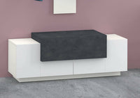 Mobile da ingresso a 3 Aspera, Made in Italy, Credenza da soggiorno Porta TV, cm 120x45h46, Bianco lucido e Grigio Cenere