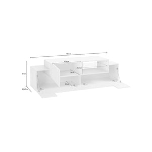 Mobile da soggiorno Porta Andris, Made in Italy, Credenza per Andris da salotto a 3 ante, cm 160x45h51, Bianco lucido e Acero