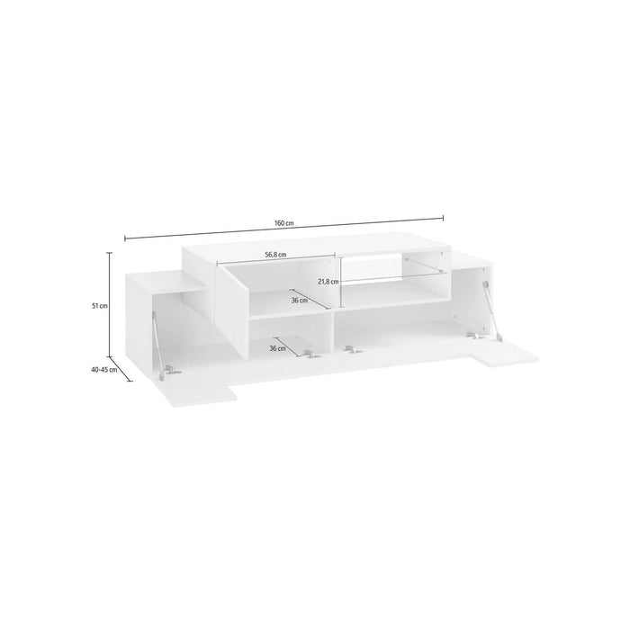 Mobile da soggiorno Porta Andris, Made in Italy, Credenza per Andris da salotto a 3 ante, cm 160x45h51, Bianco lucido e Acero
