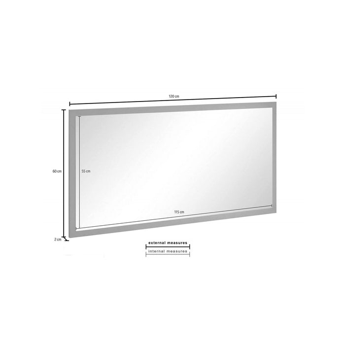 Specchiera da parete con Adelchi, Made in Italy, Specchio da bagno, cm 120x2h60, Bianco lucido