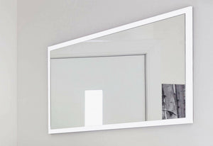 Specchiera da parete con Adelchi, Made in Italy, Specchio da bagno, cm 120x2h60, Bianco lucido
