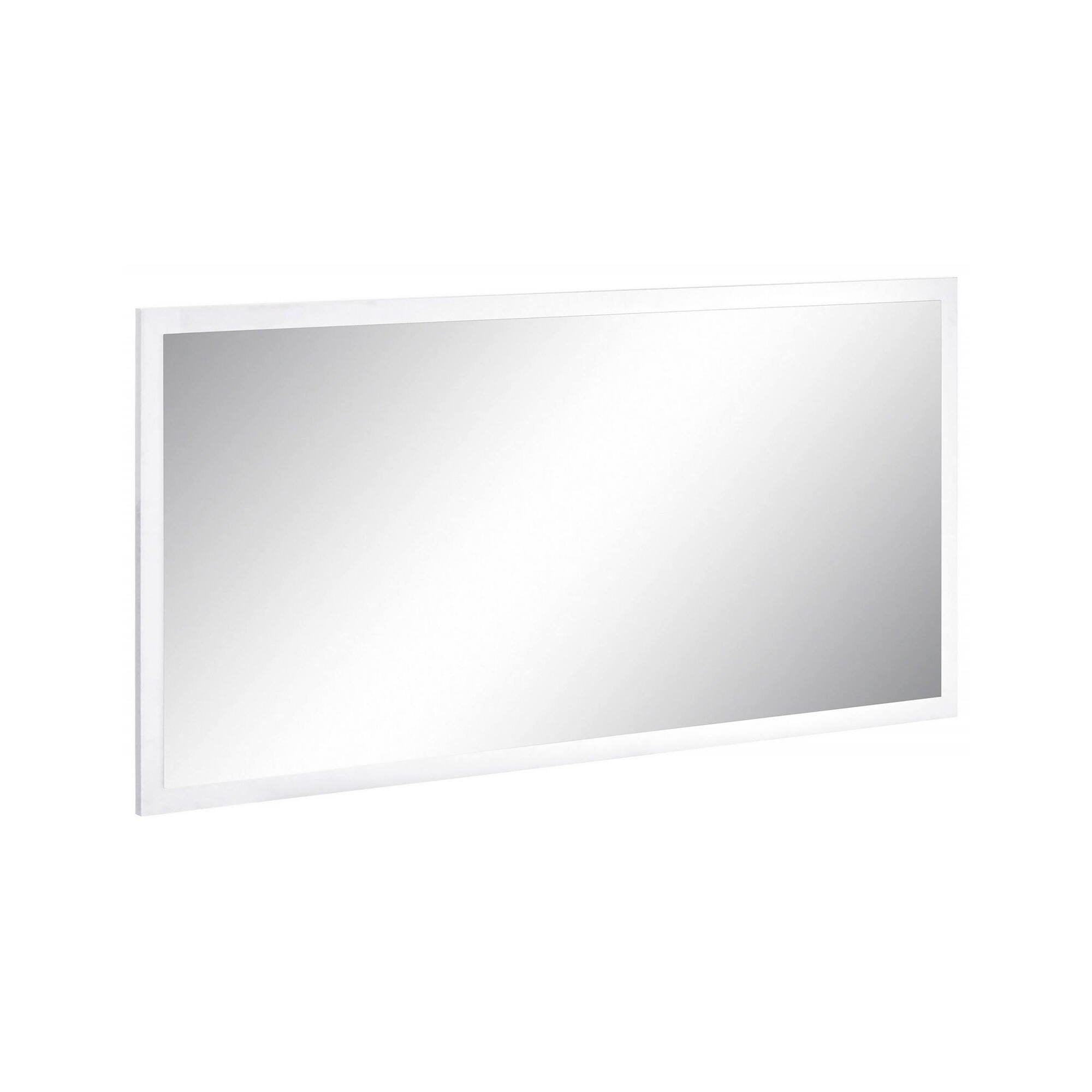 Specchiera da parete con Adelchi, Made in Italy, Specchio da bagno, cm 120x2h60, Bianco lucido