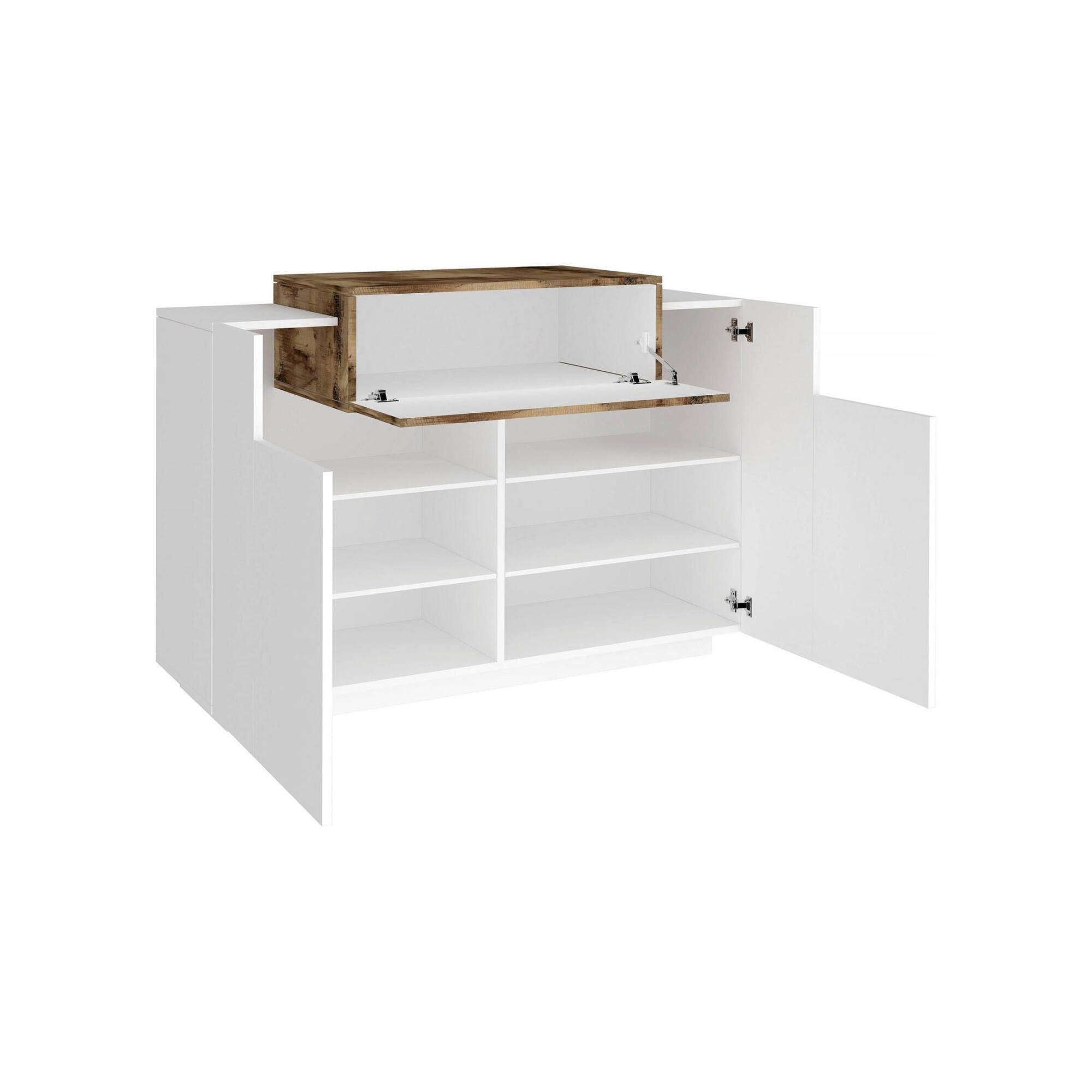 Mobile Portascarpe Aristotle, Scarpiera 4 Ripiani Made in Italy, 120x45x86h cm Bianco Lucido