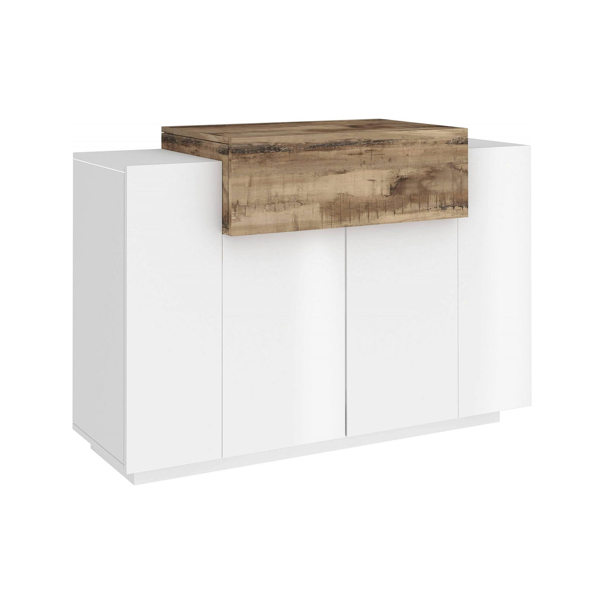 Mobile Portascarpe Aristotle, Scarpiera 4 Ripiani Made in Italy, 120x45x86h cm Bianco Lucido