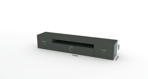 ComÒ² geometrico Albelaziz, Made in Italy, Mobiletto per Soggiorno e Camera, Credenza 6 cassetti, cm 155x40h82, colore Bianco lucido