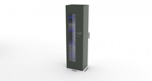 Mobile a colonna con anta a Adatka, Made in Italy, Credenza con ripiani, Vetrinetta da soggiorno, cm 45x34h162, Antracite lucido