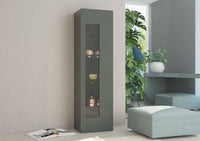 Mobile a colonna con anta a Adatka, Made in Italy, Credenza con ripiani, Vetrinetta da soggiorno, cm 45x34h162, Antracite lucido