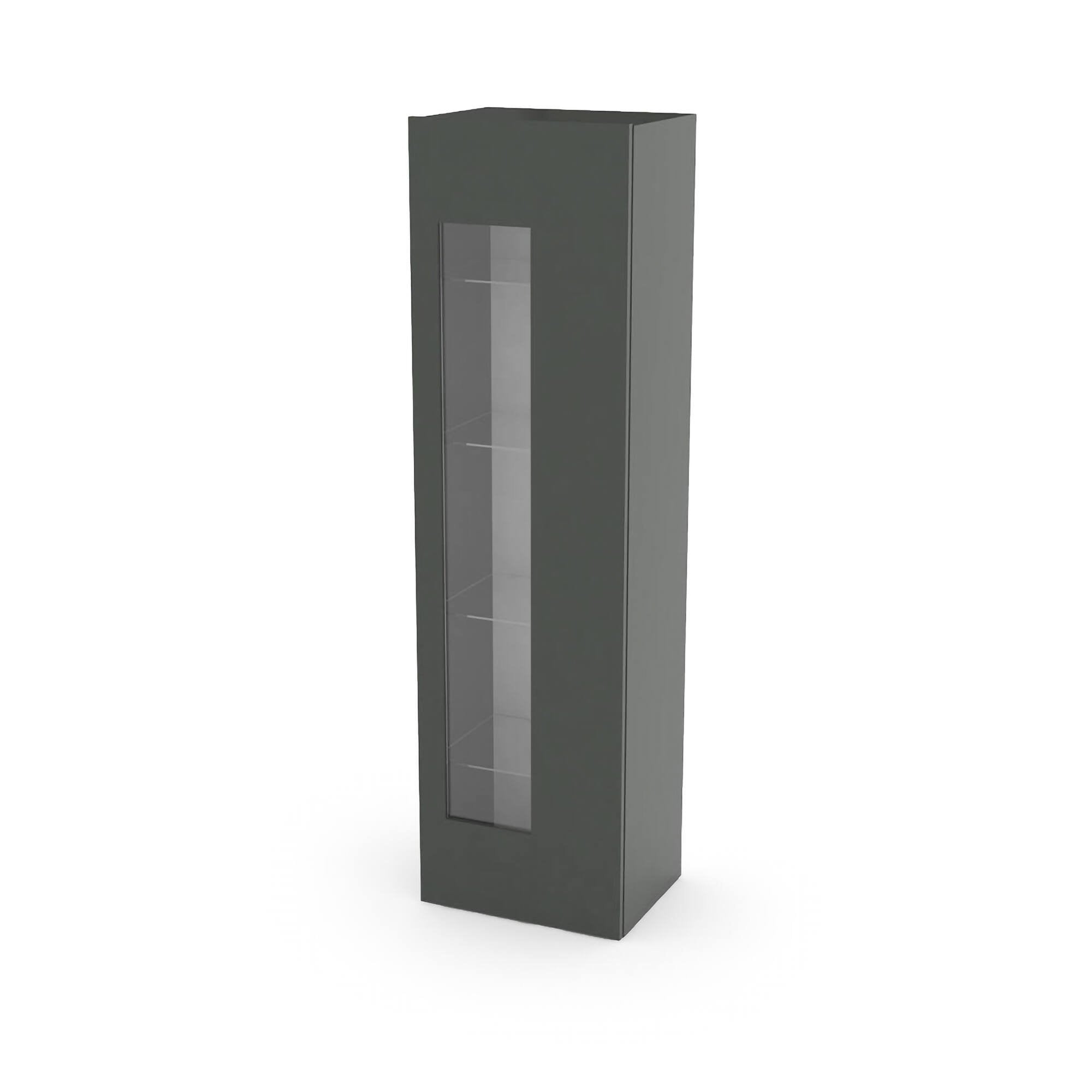 Mobile a colonna con anta a Adatka, Made in Italy, Credenza con ripiani, Vetrinetta da soggiorno, cm 45x34h162, Antracite lucido