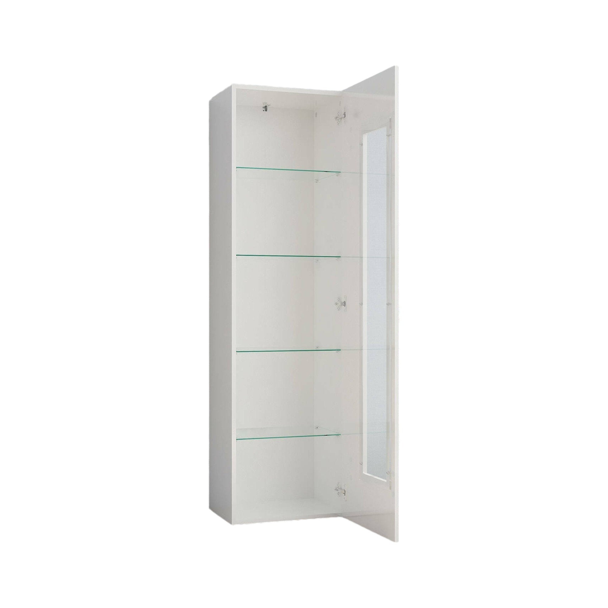 Mobile a colonna con anta a Adatka, Made in Italy, Credenza con ripiani, Vetrinetta da soggiorno, cm 45x34h162, Bianco lucido