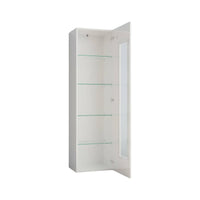 Mobile a colonna con anta a Adatka, Made in Italy, Credenza con ripiani, Vetrinetta da soggiorno, cm 45x34h162, Bianco lucido