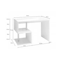 Scrivania moderna ad Esse per ufficio e studio con Acan, Made in Italy, Tavolo da computer, Scrittoio porta PC, cm 100x50h78, Bianco lucido