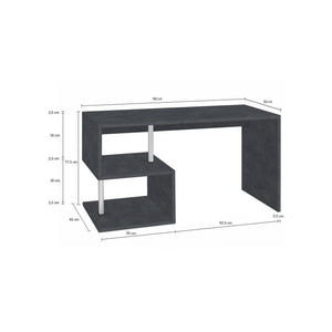 Scrivania moderna ad Esse per ufficio e studio con Atemis, Made in Italy, Tavolo da computer, Scrittoio porta PC, cm 140x60h78, Grigio Cenere