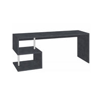 Scrivania moderna ad Esse per ufficio e studio con Poseidone, Made in Italy, Tavolo da computer, Scrittoio porta PC, cm 180x60h78, Grigio Cenere