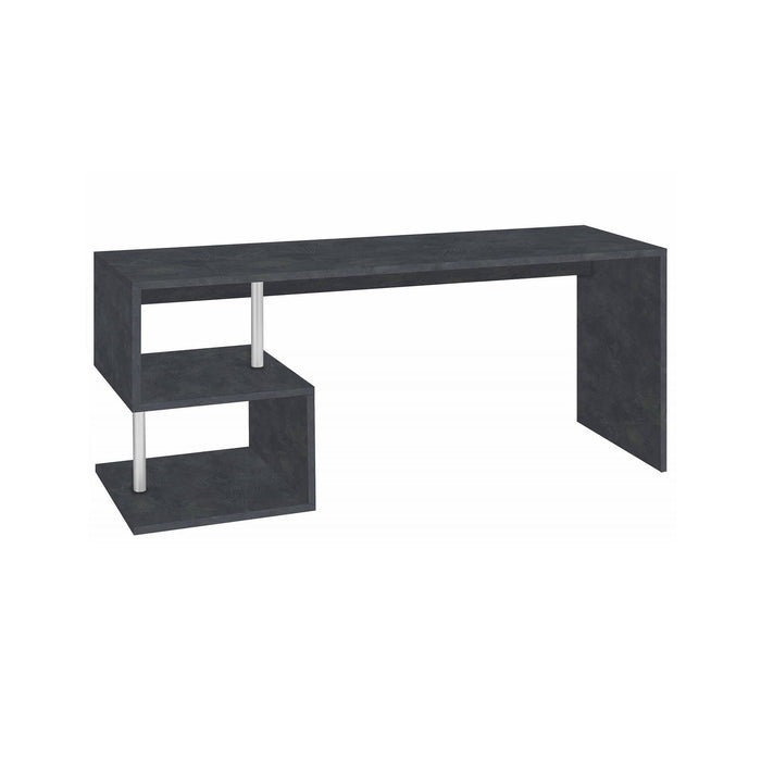 Scrivania moderna ad Esse per ufficio e studio con Poseidone, Made in Italy, Tavolo da computer, Scrittoio porta PC, cm 180x60h78, Grigio Cenere