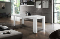 Tavolo per sala da pranzo Arizon, Made in Italy, Tavolo moderno con allunghe, Consolle allungabile, cm 140/190x90h75, Bianco lucido