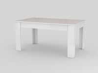 Tavolo per sala da pranzo Arizon, Made in Italy, Tavolo moderno con allunghe, Consolle allungabile, cm 140/190x90h75, Bianco lucido