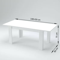 Tavolo per sala da pranzo Arizon, Made in Italy, Tavolo moderno con allunghe, Consolle allungabile, cm 140/190x90h75, Bianco lucido