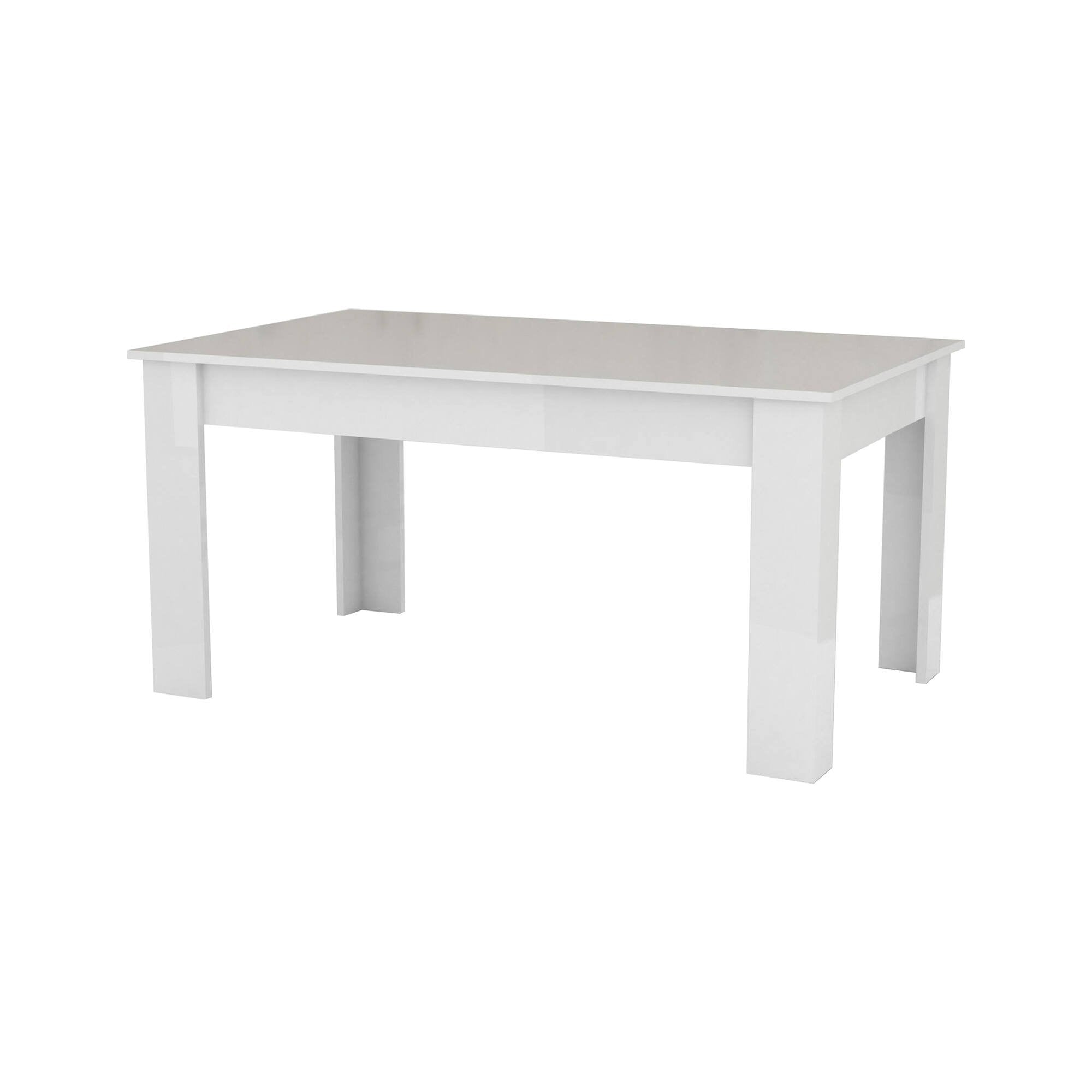 Tavolo per sala da pranzo Arizon, Made in Italy, Tavolo moderno con allunghe, Consolle allungabile, cm 140/190x90h75, Bianco lucido