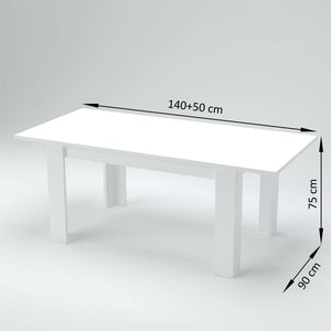 Tavolo per sala da pranzo Arizon, Made in Italy, Tavolo moderno con allunghe, Consolle allungabile, cm 140/190x90h75, Bianco lucido Larice