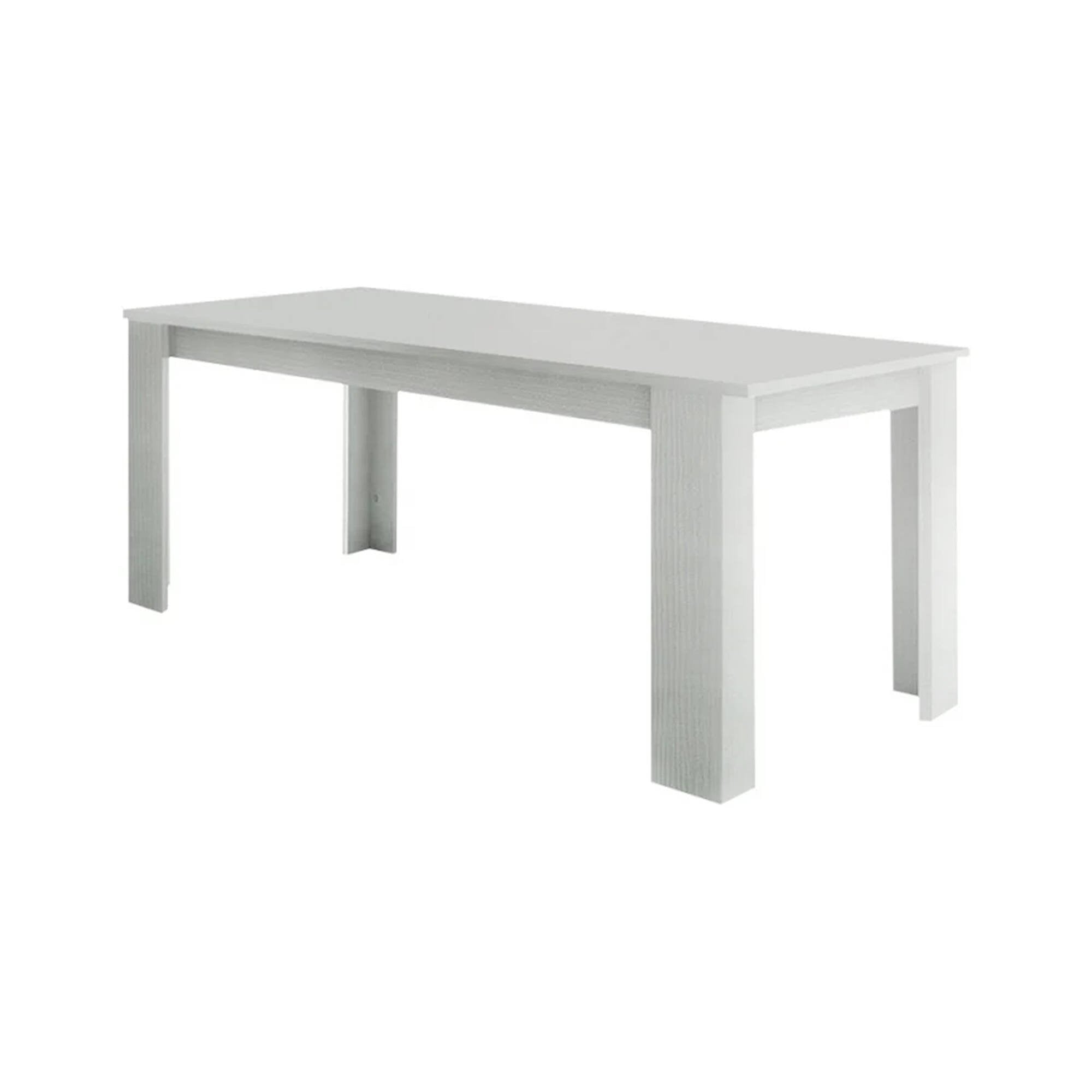 Tavolo per sala da pranzo Arizon, Made in Italy, Tavolo moderno con allunghe, Consolle allungabile, cm 140/190x90h75, Bianco lucido Larice