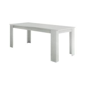 Tavolo per sala da pranzo Arizon, Made in Italy, Tavolo moderno con allunghe, Consolle allungabile, cm 140/190x90h75, Bianco lucido Larice