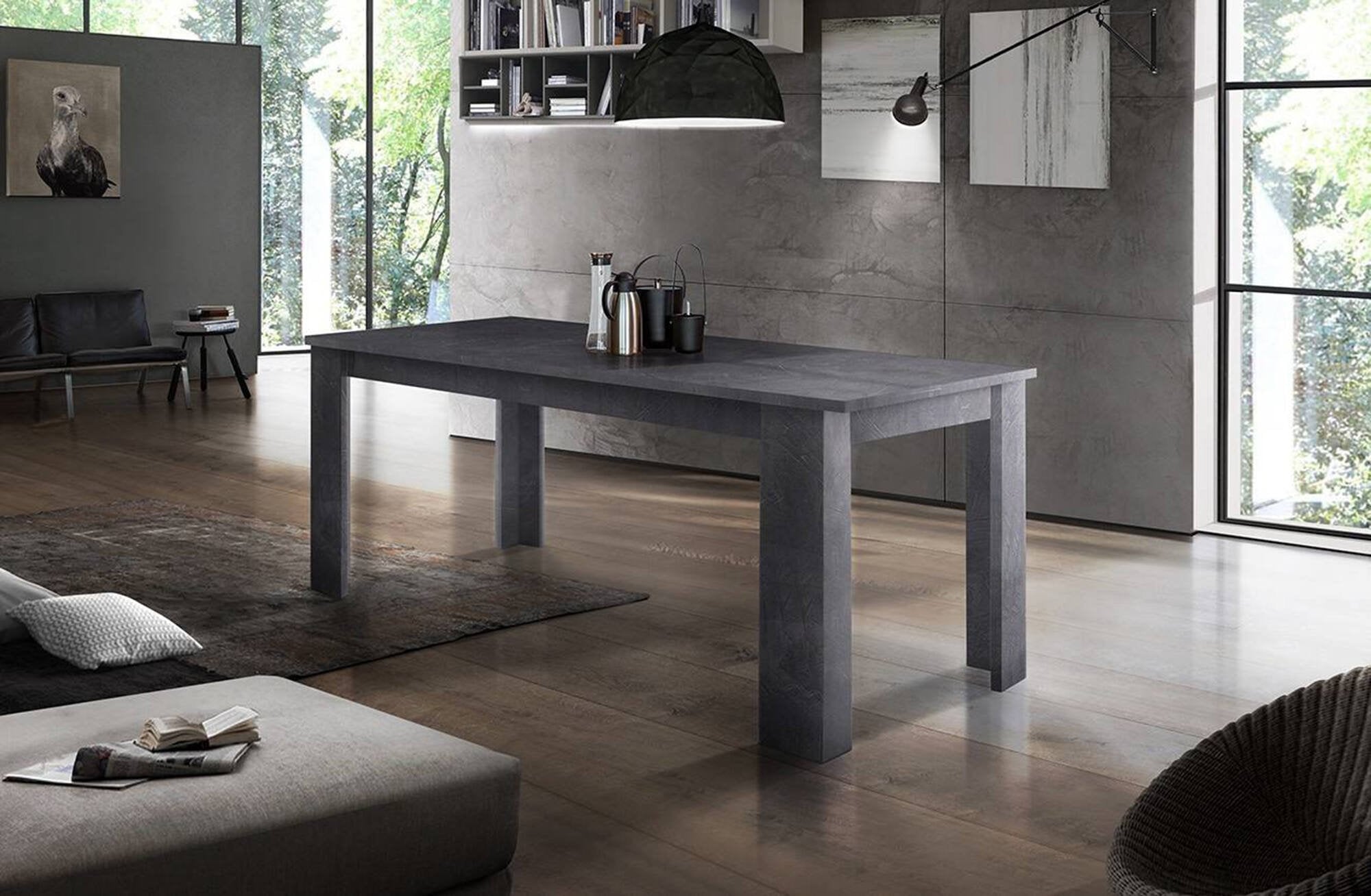 Tavolo per sala da pranzo Arizon, Made in Italy, Tavolo moderno con allunghe, Consolle allungabile, cm 140/190x90h75, Grigio Ardesia