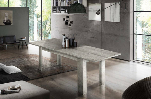 Tavolo per sala da pranzo Arizon, Made in Italy, Tavolo moderno con allunghe, Consolle allungabile, cm 140/190x90h75, Cemento