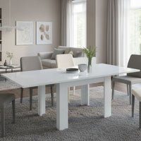 Tavolo da pranzo con apertura a Airin, Made in Italy, Consolle ausiliare da cucina, Tavoloallungabile, cm 90x90h75, Bianco lucido