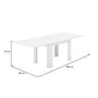 Tavolo da pranzo con apertura a Airin, Made in Italy, Consolle ausiliare da cucina, Tavoloallungabile, cm 90x90h75, Bianco lucido Larice