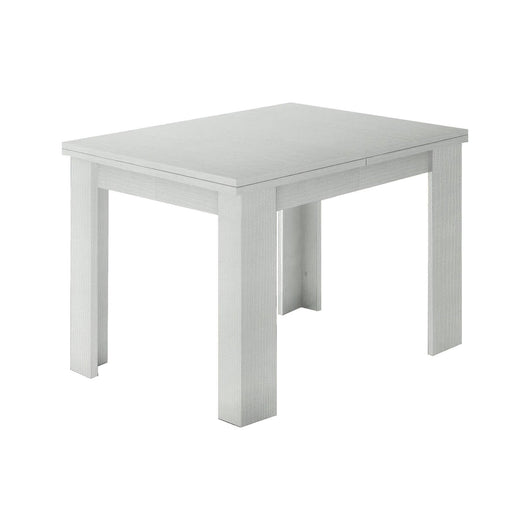 Tavolo da pranzo con apertura a Airin, Made in Italy, Consolle ausiliare da cucina, Tavoloallungabile, cm 90x90h75, Bianco lucido Larice
