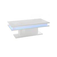 Tavolino da Aboronzi, Made in Italy, Tavolo basso da salotto portariviste, con luce LED, cm 100x55h42, Bianco lucido