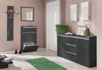 Specchiera da parete con Lelia, Made in Italy, Specchio da bagno, cm 60x2h60, Antracite lucido