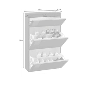 Scarpiera Alejandra, Made in Italy, a 2 ante e 1 anta a ribalta, Mobile Portascarpe da ingresso, cm 60x27h108, Antracite lucido