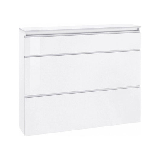 Scarpiera Amuri, Made in Italy, a 2 ante e 1 anta a ribalta, Mobile portascarpe da ingresso, cm 120x27h108, Bianco lucido