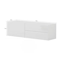 Mobile da soggiorno Porta Amleto, Made in Italy, Credenza per Amleto da salotto a 1 anta e 2 cassetti, cm 110x40h35, Bianco lucido