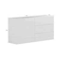Credenza moderna a 1 anta e 3 Benvenuta, Made in Italy, Madia da cucina, Buffet di design da soggiorno, cm 110x40h35, Bianco lucido