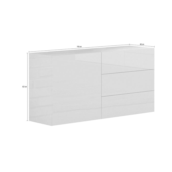 Credenza moderna a 1 anta e 3 Benvenuta, Made in Italy, Madia da cucina, Buffet di design da soggiorno, cm 110x40h35, Antracite lucido