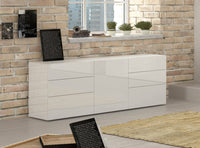 Credenza moderna a 1 anta e 6 Agito, Made in Italy, Madia da cucina, Buffet di design da soggiorno, cm 170x40h35, Bianco lucido