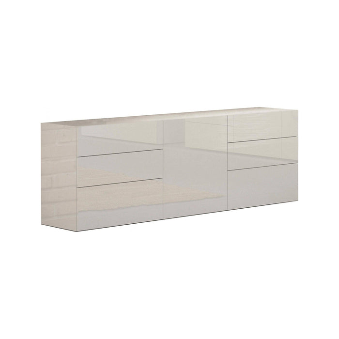 Credenza moderna a 1 anta e 6 Agito, Made in Italy, Madia da cucina, Buffet di design da soggiorno, cm 170x40h35, Bianco lucido