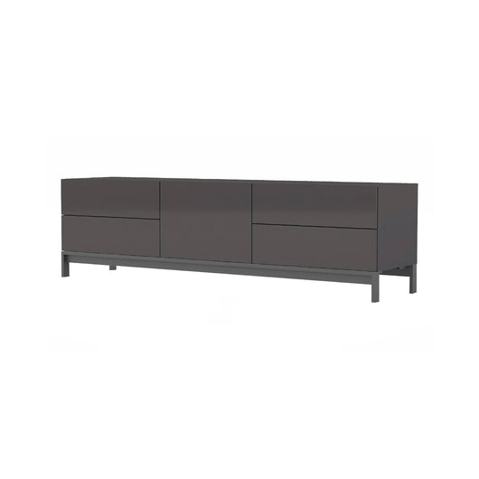 Mobile da soggiorno Porta Ardesia, Made in Italy, Credenza per Ardesia da salotto rialzato con 1 anta e 4 cassetti, cm 170x40h47, Antracite lucido