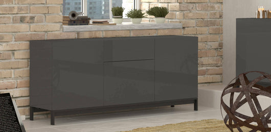Credenza moderna a 3 ante e 1 Allel, Made in Italy, Madia da cucina, Buffet di design da soggiorno, cm 170x40h47, Antracite lucido