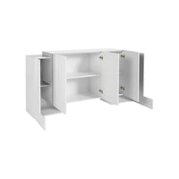Credenza moderna a 5 Arek, Made in Italy, Madia da cucina, Buffet di design da soggiorno, cm 170x45h85, Bianco lucido