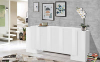 Credenza moderna a 6 Hades, Made in Italy, Madia da cucina, Buffet di design da soggiorno, cm 210x45h85, Bianco lucido
