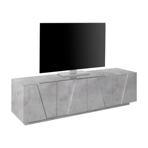Mobile da soggiorno Porta Acix, Made in Italy, Credenza per Acix da salotto a 4 ante con dettaglio, cm 162x44h46, Grigio Cemento