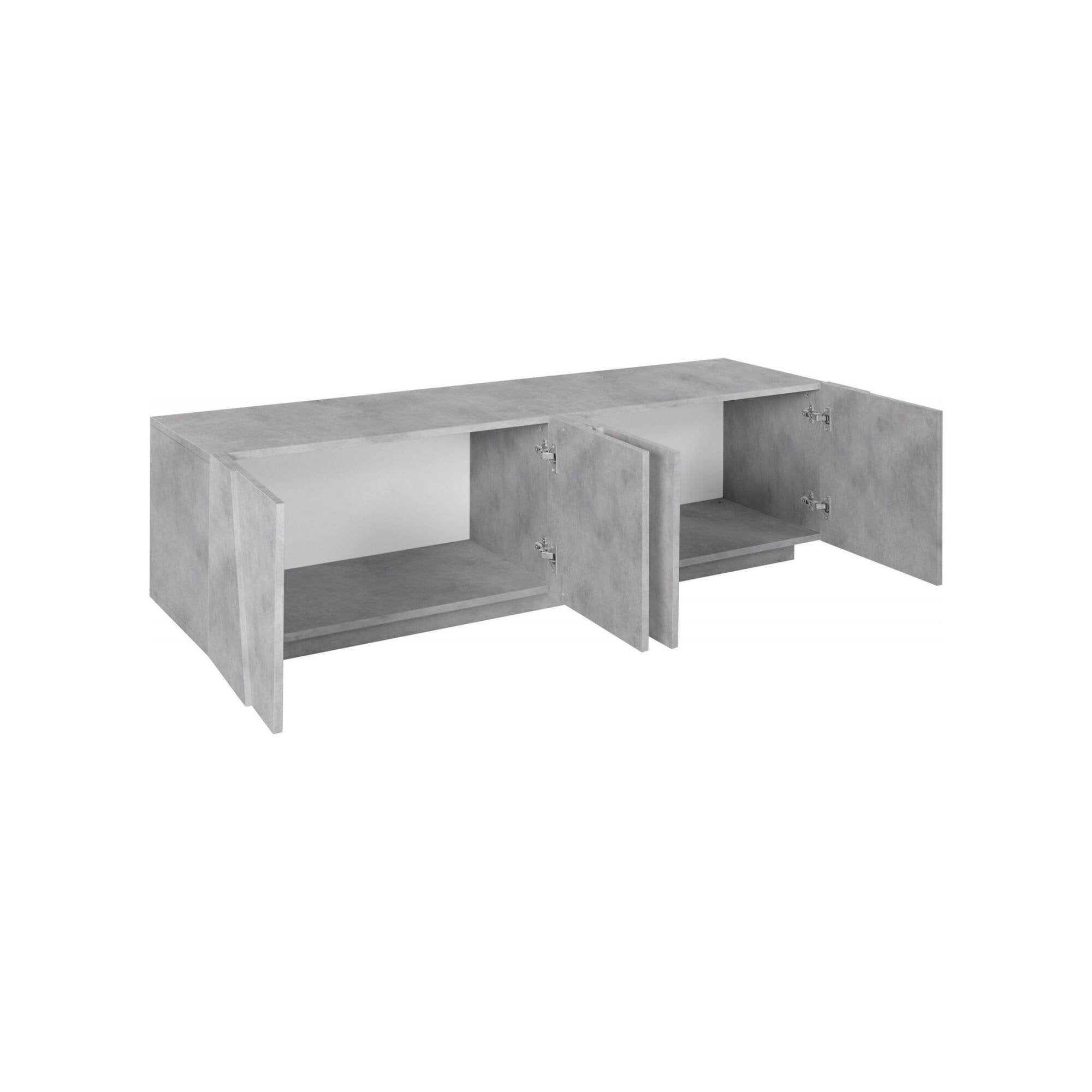Mobile da soggiorno Porta Acix, Made in Italy, Credenza per Acix da salotto a 4 ante con dettaglio, cm 162x44h46, Grigio Cemento