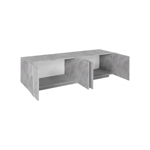 Mobile da soggiorno Porta Acix, Made in Italy, Credenza per Acix da salotto a 4 ante con dettaglio, cm 162x44h46, Grigio Cemento