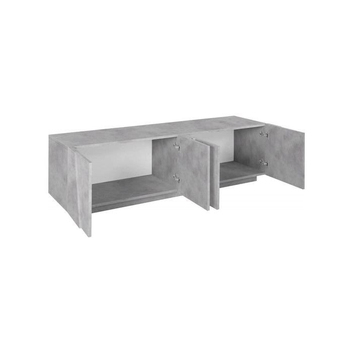 Mobile da soggiorno Porta Acix, Made in Italy, Credenza per Acix da salotto a 4 ante con dettaglio, cm 162x44h46, Grigio Cemento