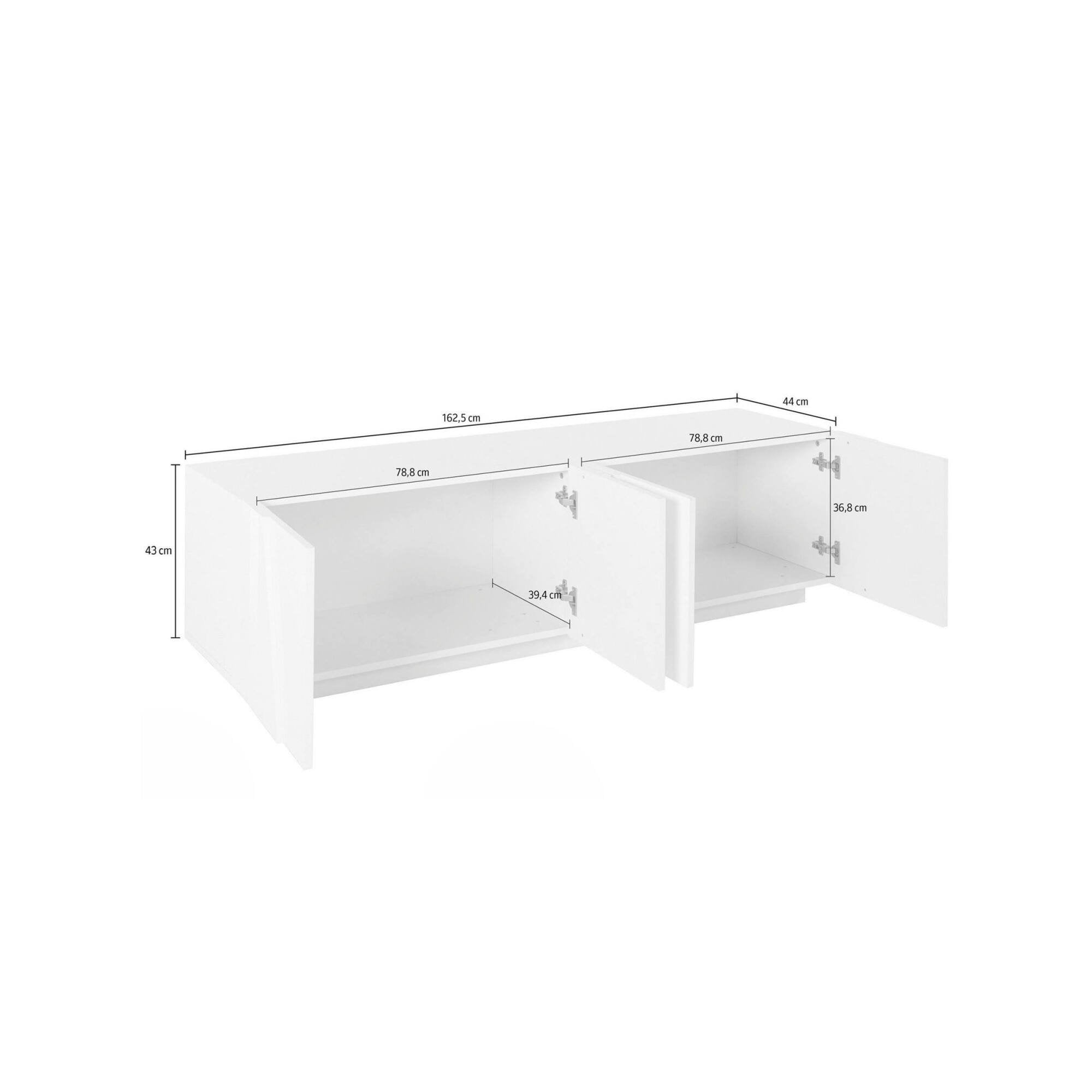Mobile da soggiorno Porta Acix, Made in Italy, Credenza per Acix da salotto a 4 ante con dettaglio, cm 162x44h46, Grigio Cemento