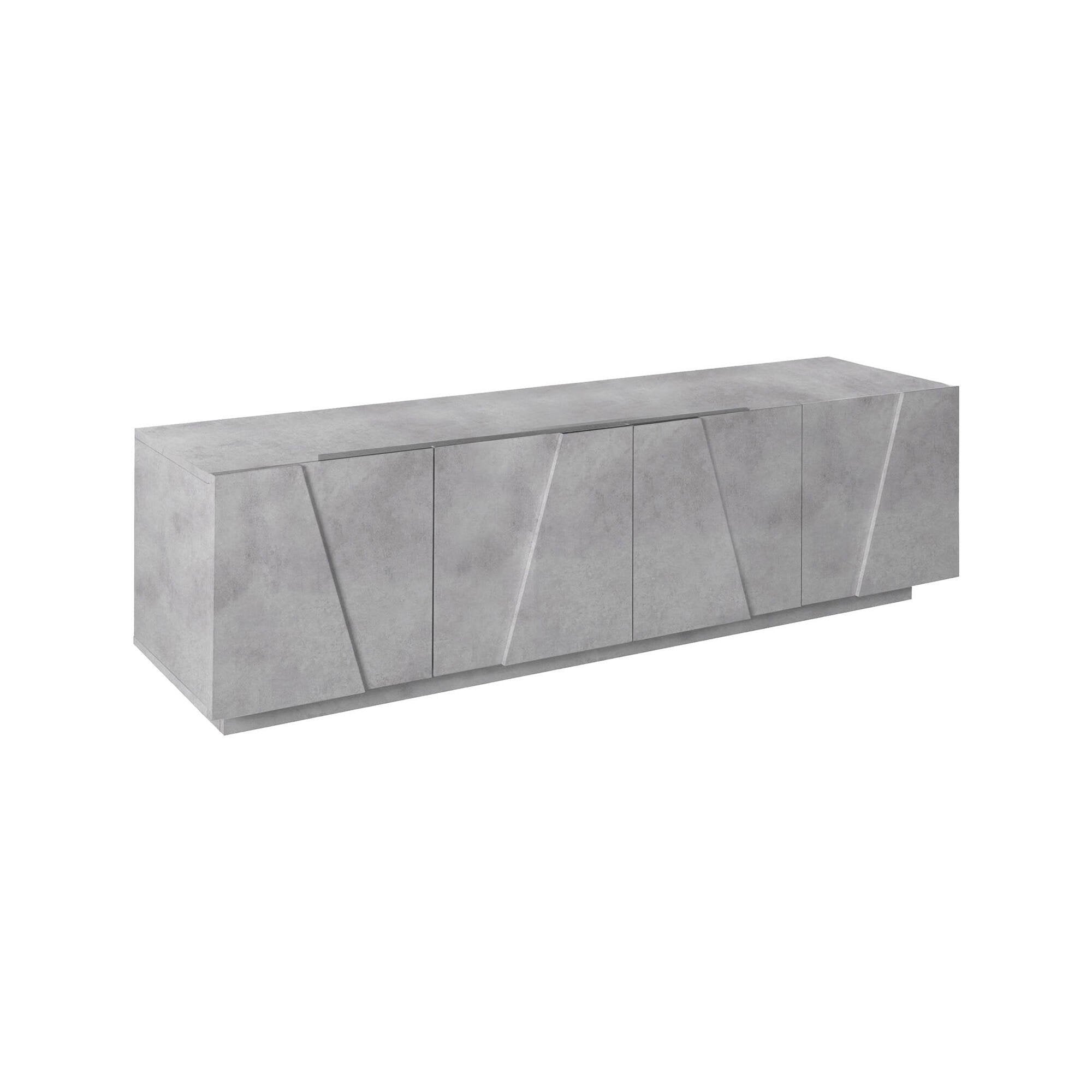 Mobile da soggiorno Porta Acix, Made in Italy, Credenza per Acix da salotto a 4 ante con dettaglio, cm 162x44h46, Grigio Cemento
