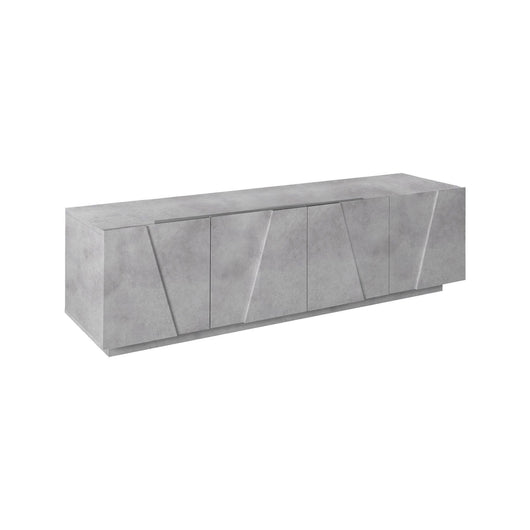 Mobile da soggiorno Porta Acix, Made in Italy, Credenza per Acix da salotto a 4 ante con dettaglio, cm 162x44h46, Grigio Cemento